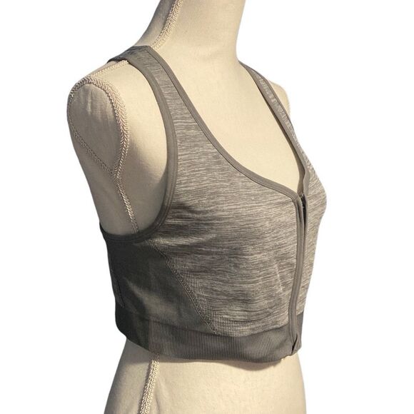 Avia Heather Racerback Seamless Zip Front Moderate Support Sports Bra Grey 3XL - Picture 5 of 6